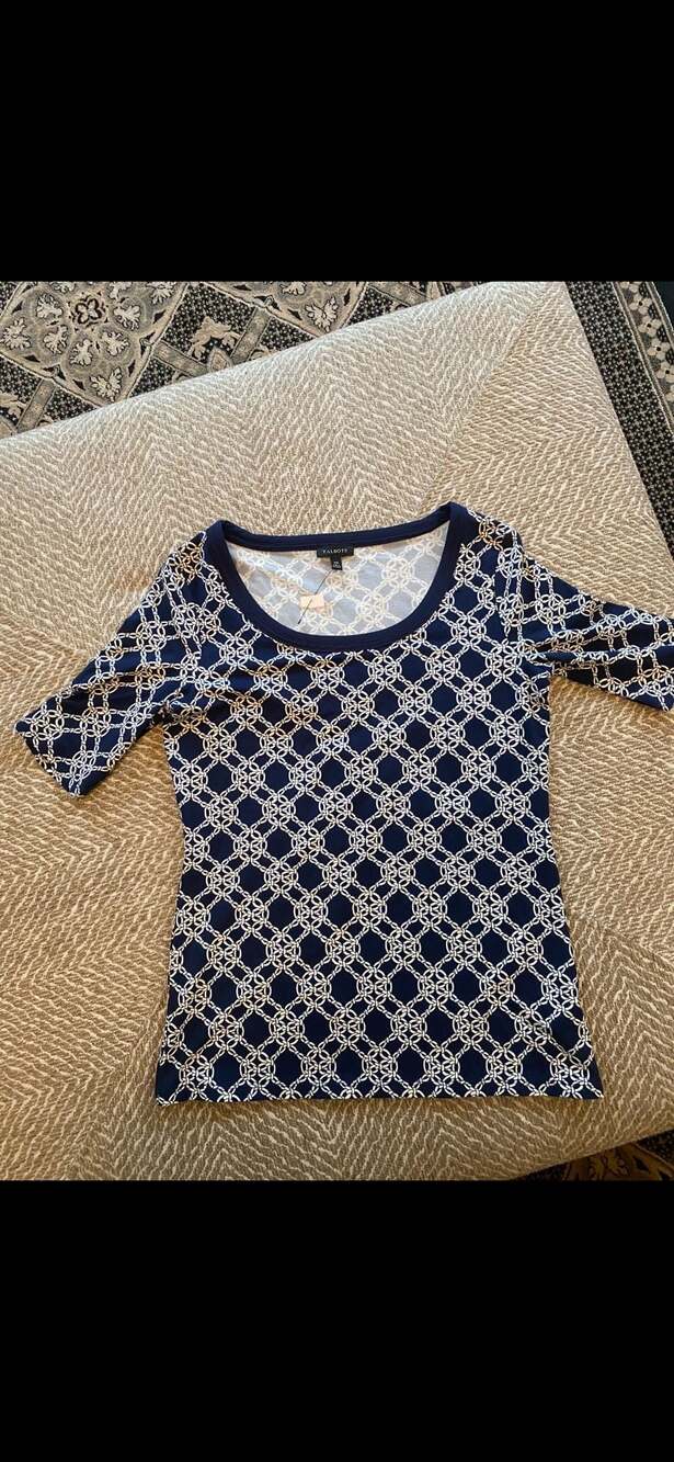Beautiful Women's PS Petite Small Talbots Black Geo Design Knit Top XS New